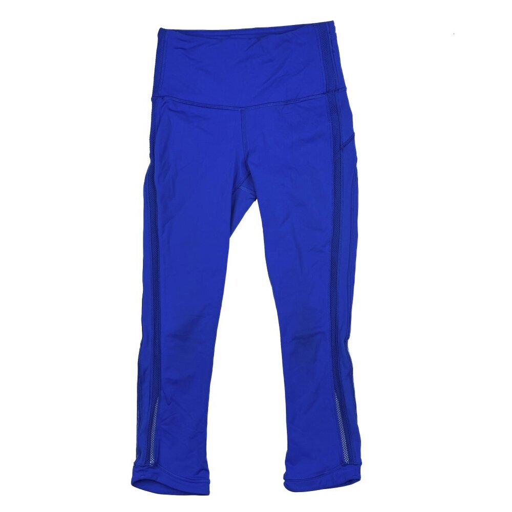 Lululemon Hit It Crop Cerulean Blue Mesh High-Rise Reflective Size 2 - NWOT - Picture 3 of 6